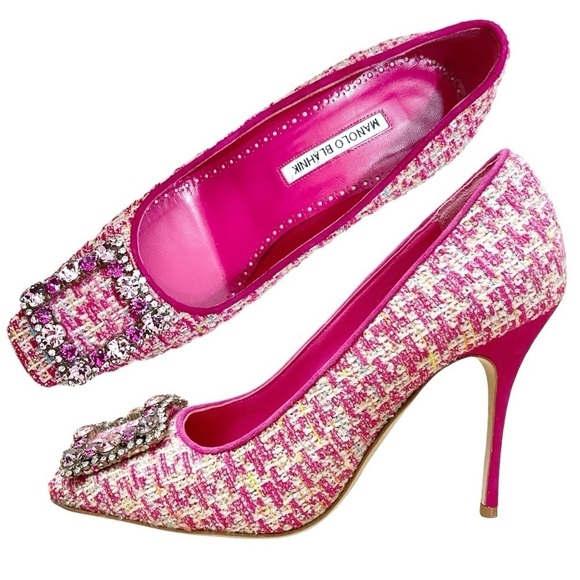 Manolo Blahnik Vazza 105 Tweed Pumps - Picture 1 of 13